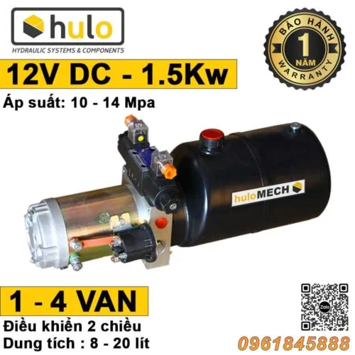 Bộ nguồn thủy lực 12V 1 van điều khiển
