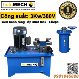 Thủy lực huloMECH - Nhà sản xuất xi lanh thủy lực hàng đầu Việt Nam 21 Bộ Nguồn Thủy Lực 3KW-380V – Trạm Nguồn Bơm bánh răng 14 mpa 1 van điều khiển