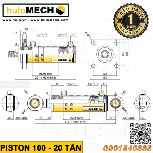 xi lanh thủy lực 100