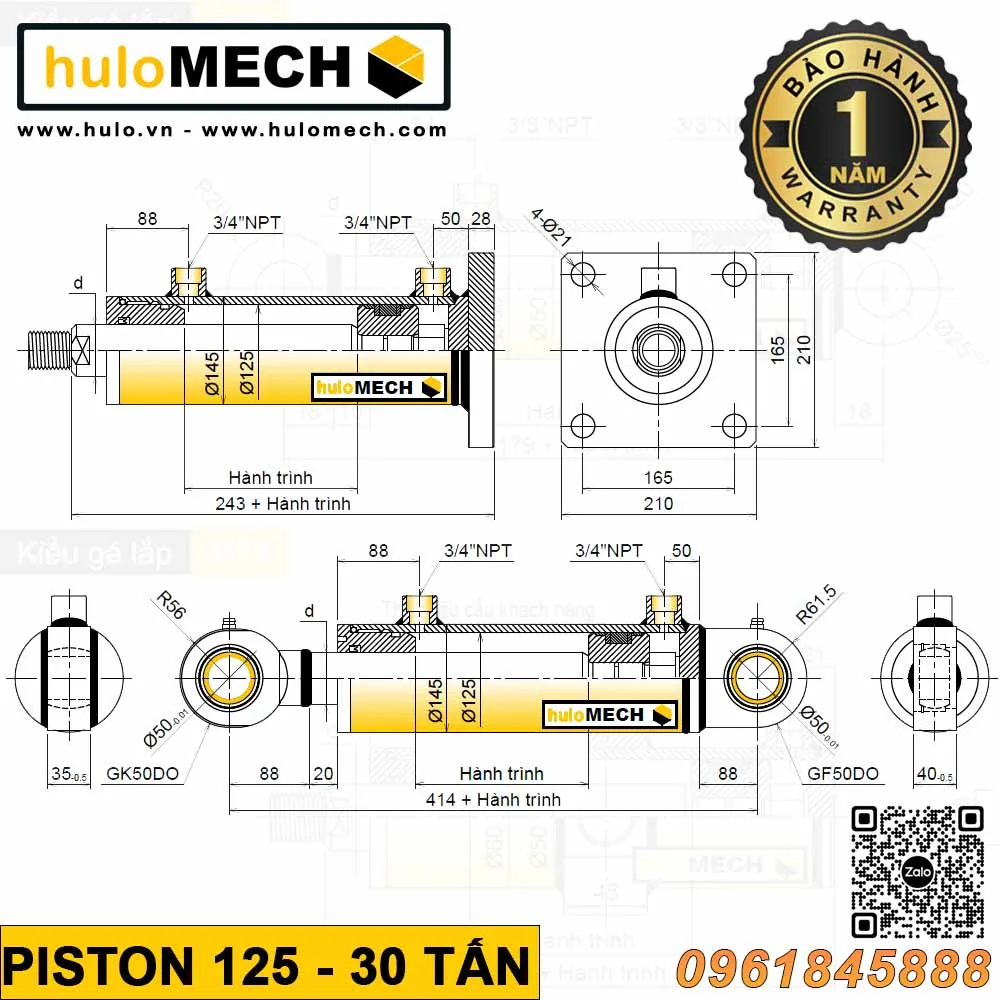 xi lanh thủy lực 125