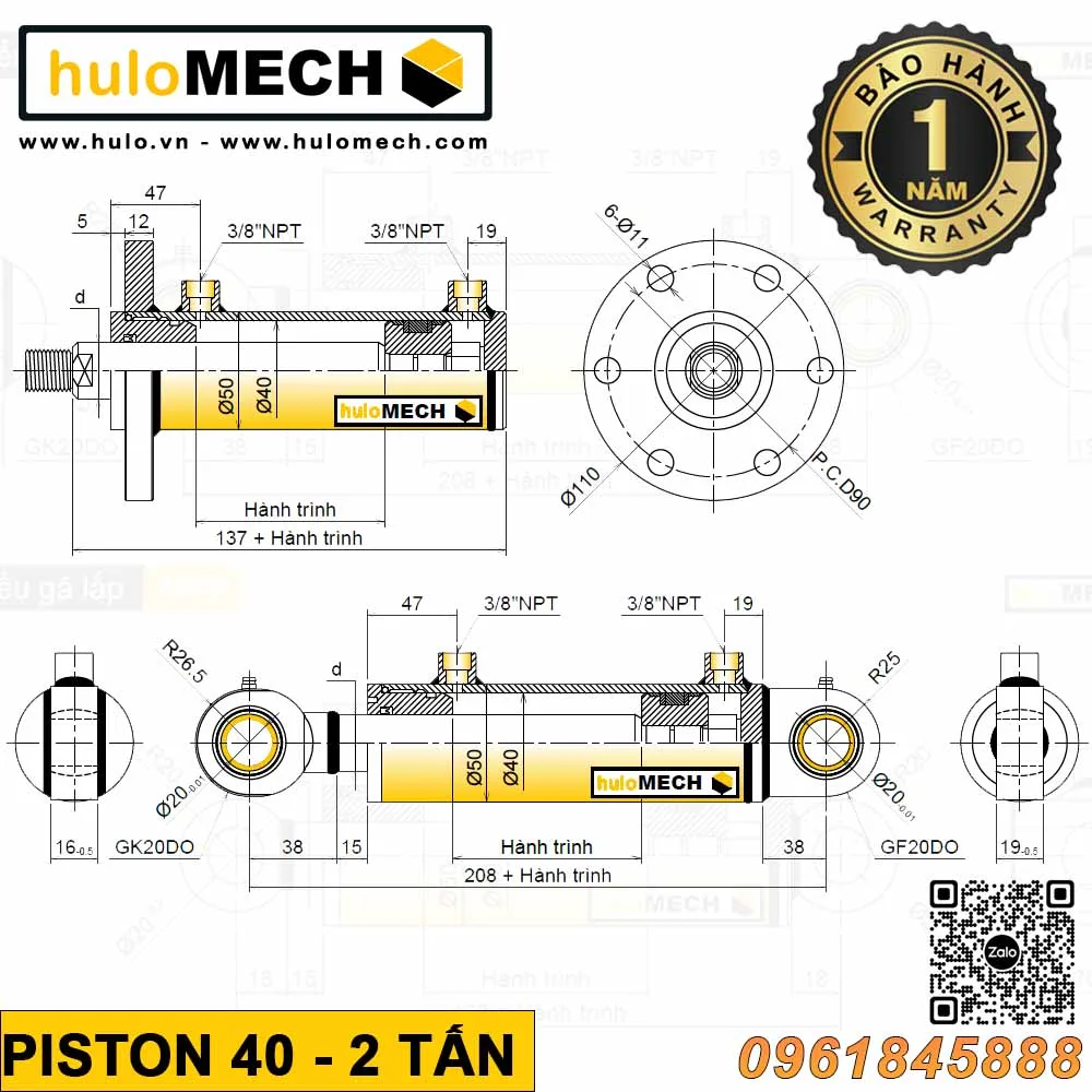 Xi lanh HGCG piston 40