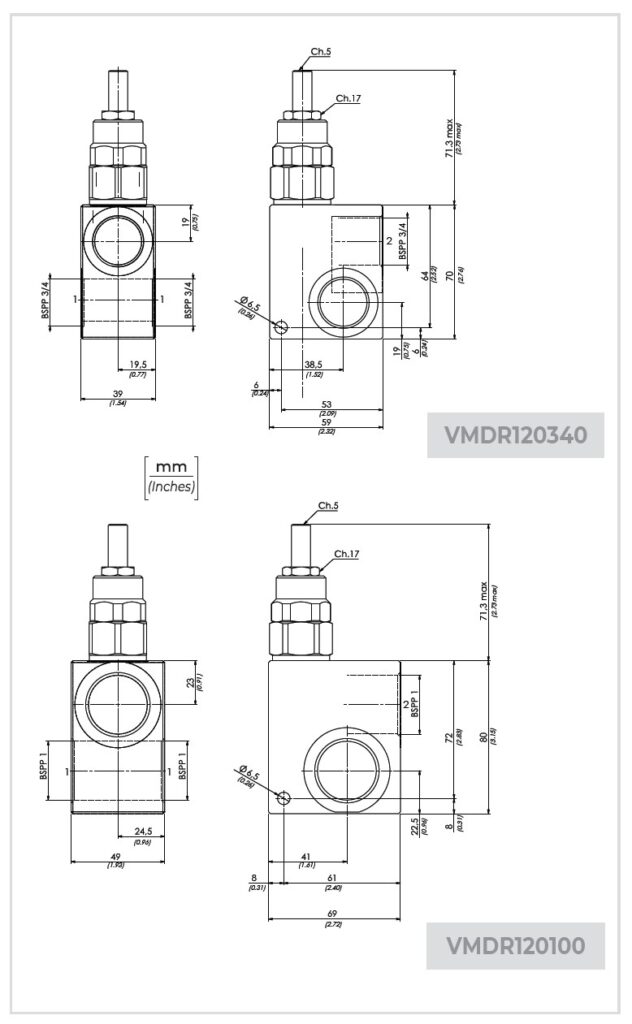 Bản vẽ kích thước van an toàn VMDR120