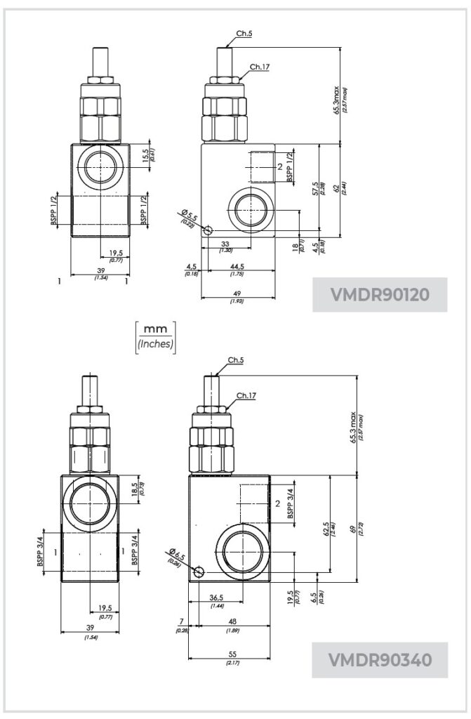 Bản vẽ kích thước van an toàn VMDR90