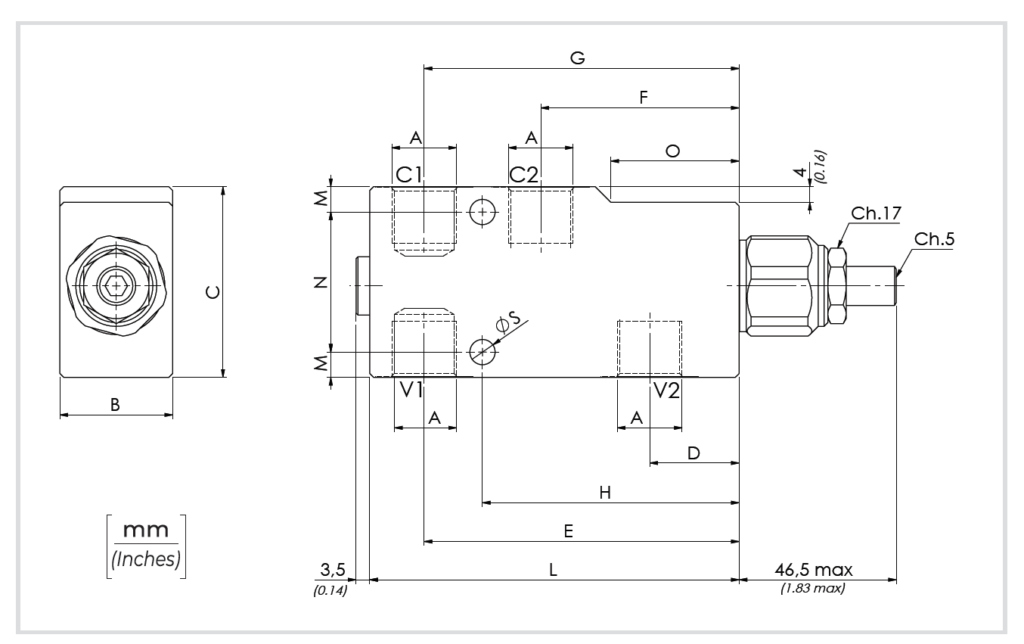 Bản vẽ kích thước van cân bằng đơn VBCL