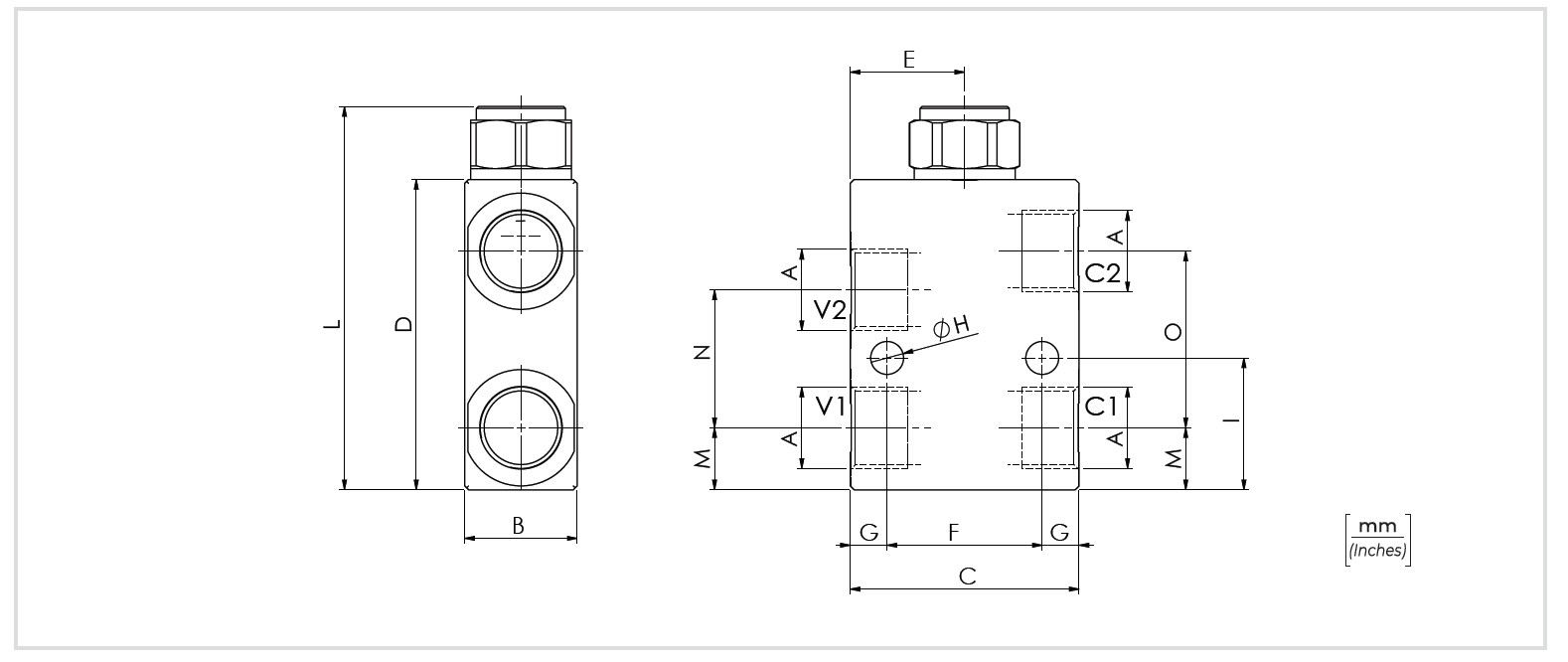 Bản vẽ kích thước van chống lún 1 chiều vrP