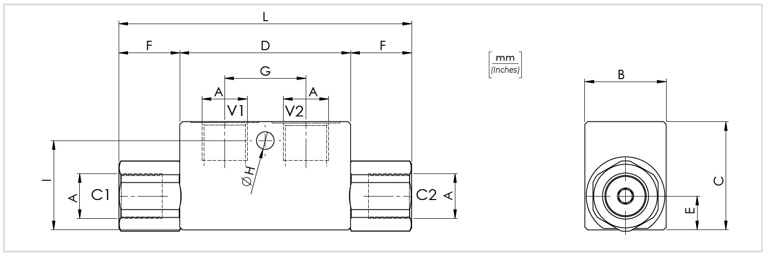 Bản vẽ kích thước van chống lún 1 chiều vrse