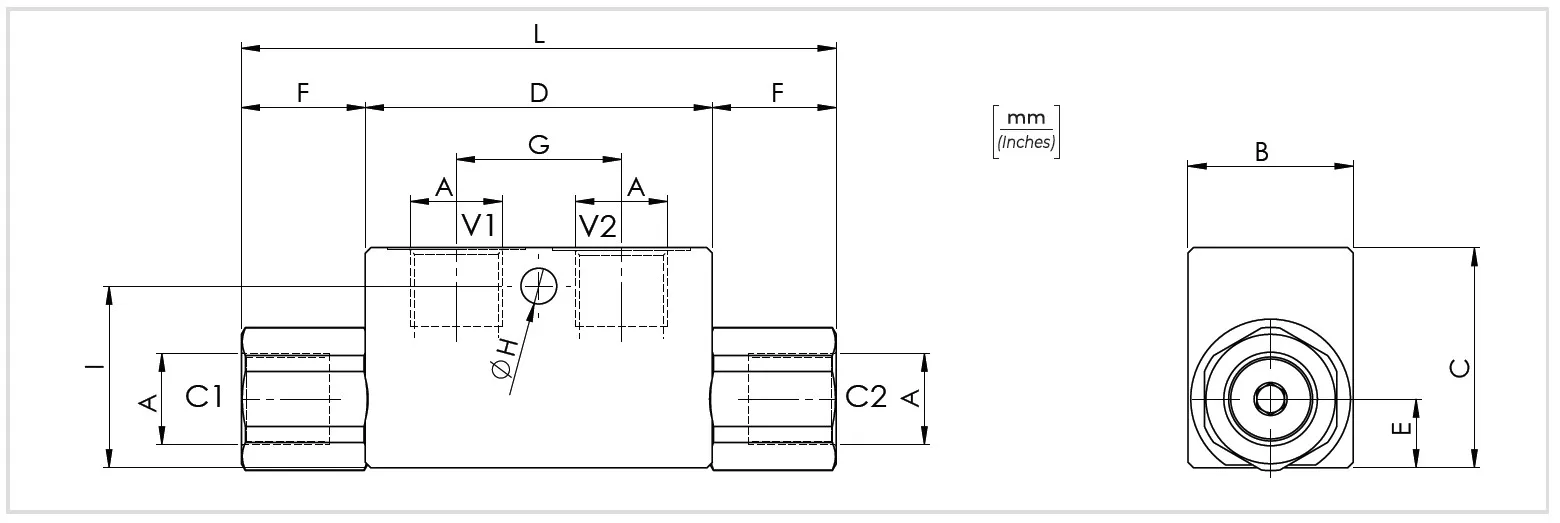 Bản vẽ kích thước van chống lún 1 chiều vrse