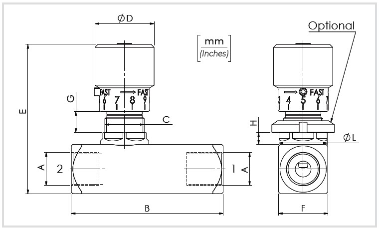 Bản vẽ kích thước van tiết lưu 1 một chiều STUF