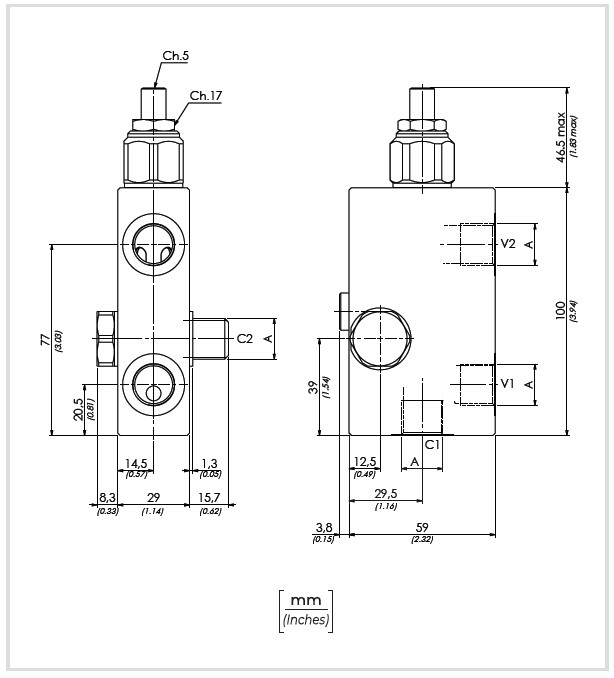 bản vẽ kích thước van cân bằng đơn VBCB