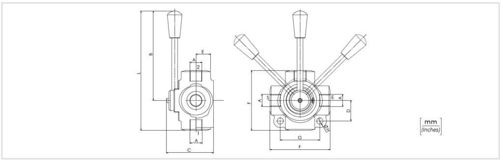 Bản vẽ kích thước Van điều khiển tay gạt 4-3 IDF4