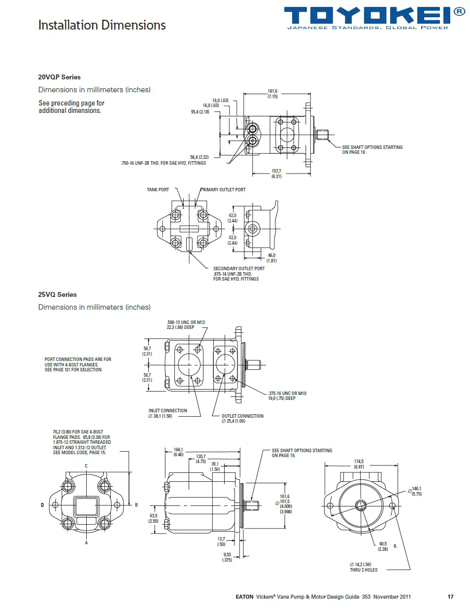 BƠM CÁNH GẠT THỦY LỰC 20VQ/25VQ/30VQ/45VQ-TOYOKEI