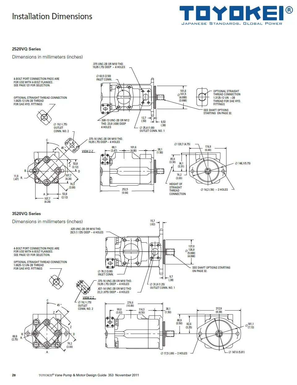BƠM CÁNH GẠT THỦY LỰC 2520/3520/3525/4520/4525/4535-VQ (Bơm kép)-TOYOKEI