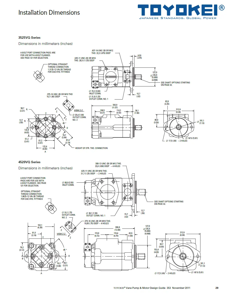 BƠM CÁNH GẠT THỦY LỰC 2520/3520/3525/4520/4525/4535-VQ (Bơm kép)-TOYOKEI