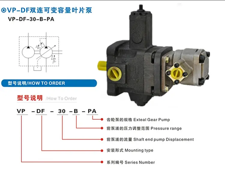 Bơm thuỷ lực cánh gạt TOYOKEI VP-30/40 có thể lắp thêm bơm HGP-2A