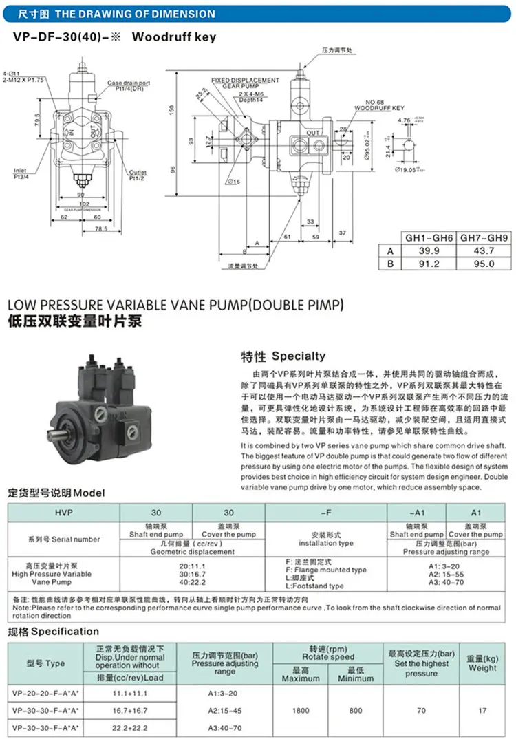 Bơm thuỷ lực cánh gạt kép TOYOKEI VP - 2020/3030/4040