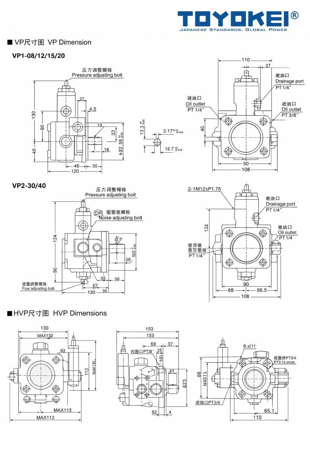 Bơm thuỷ lực cánh gạt TOYOKEI HVP - 30/40