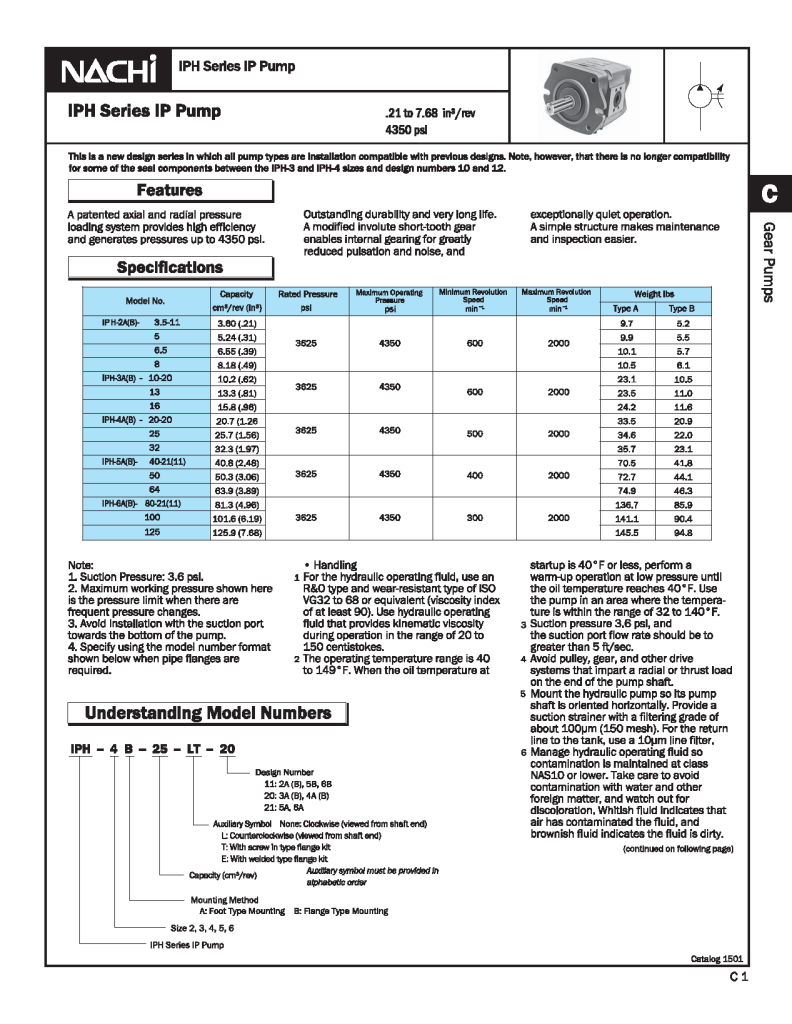 BƠM THỦY LỰC BÁNH RĂNG NACHI IPH - 2B-3.5/5/6.5/8-11