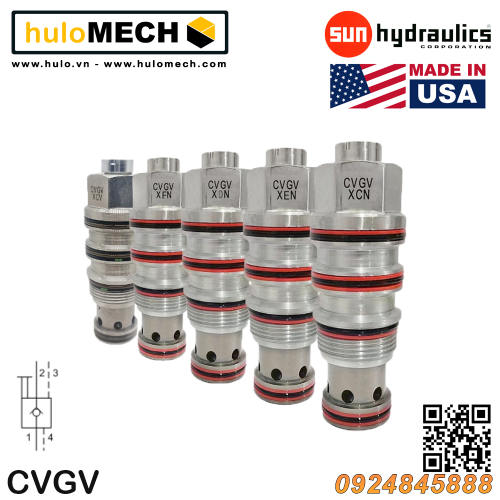 Van cân bằng áp suất cartridge SUN Hydraulics CVGV - XCN/XAN/XBN/XDN/XEN/LCN