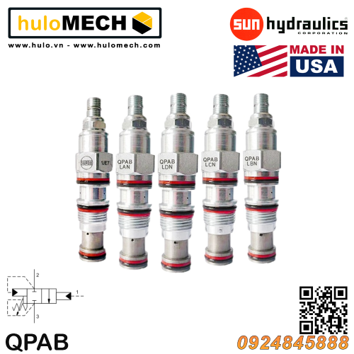Van cân bằng áp suất cartridge SUN Hydraulics QPAB - LAN/LBN/LCN/LDN/KAN