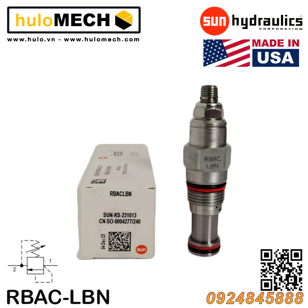 Van cân bằng áp suất cartridge SUN Hydraulics RBAC-LAN/LBN/LCN/LDN/LEN/LWN