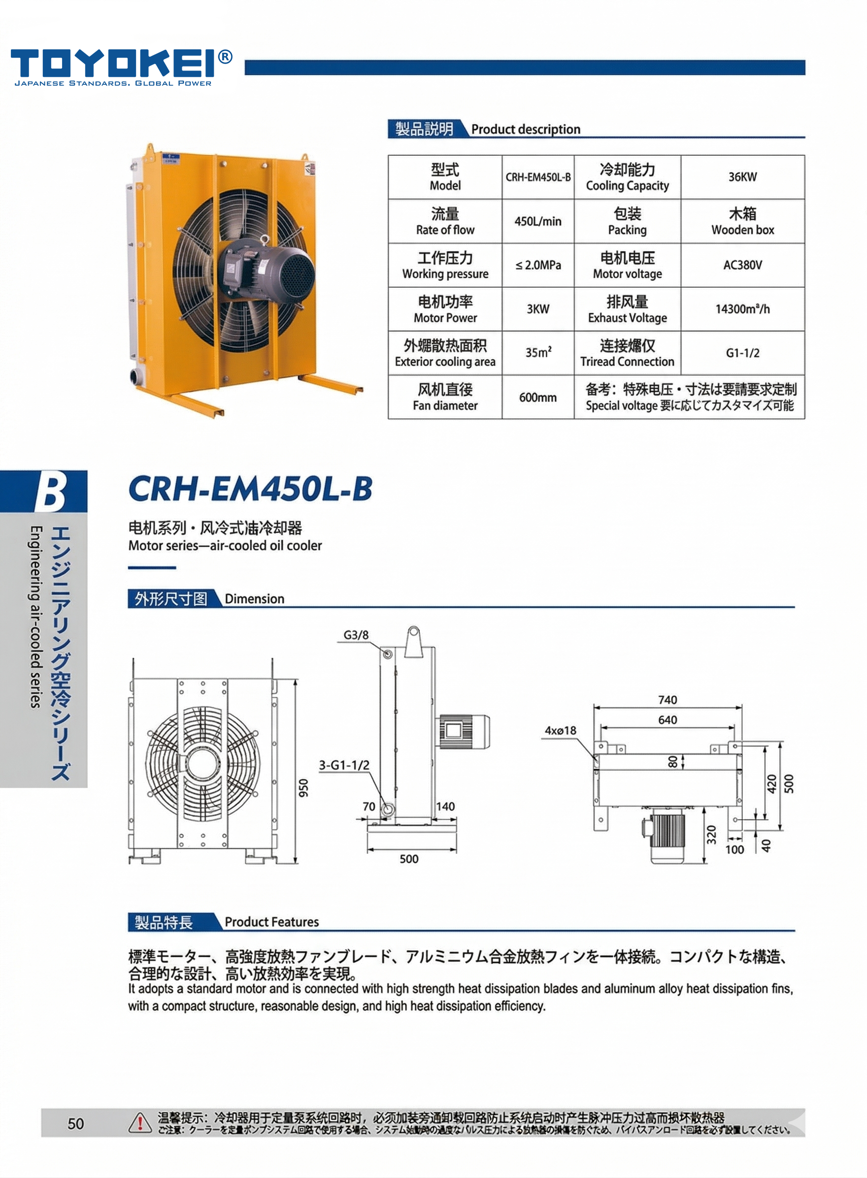 BỘ LÀM MÁT DẦU THUỶ LỰC CRH-EM450L-A/B