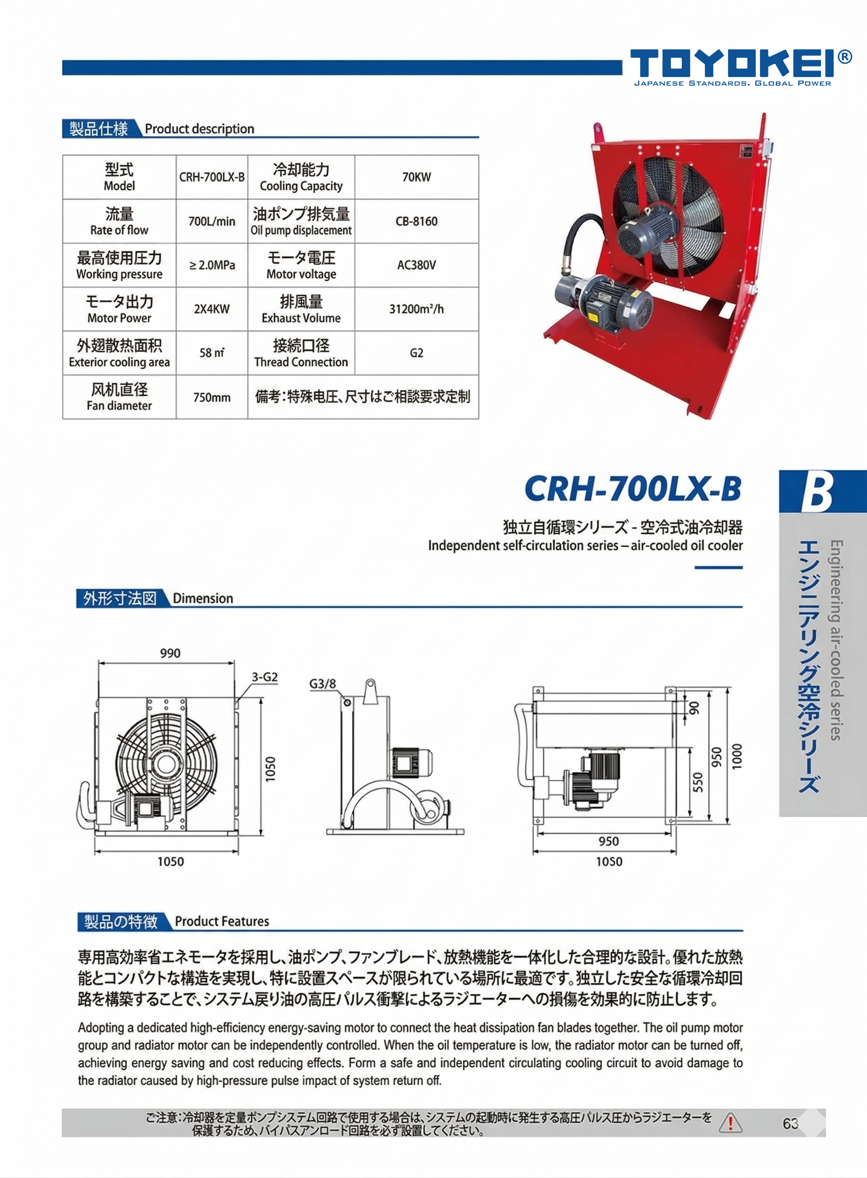 BỘ LÀM MÁT DẦU THUỶ LỰC CRH-700LX-B